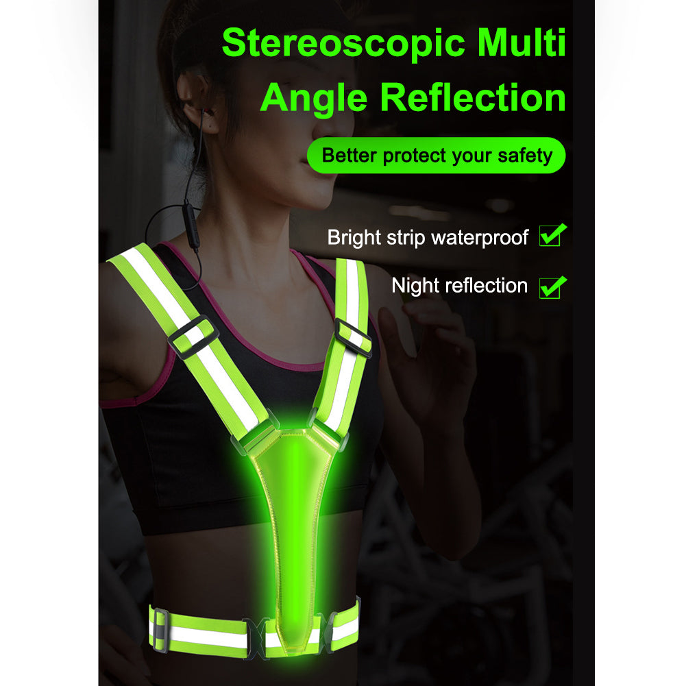 LED Rechargeable reflective running cycling night work safety vest