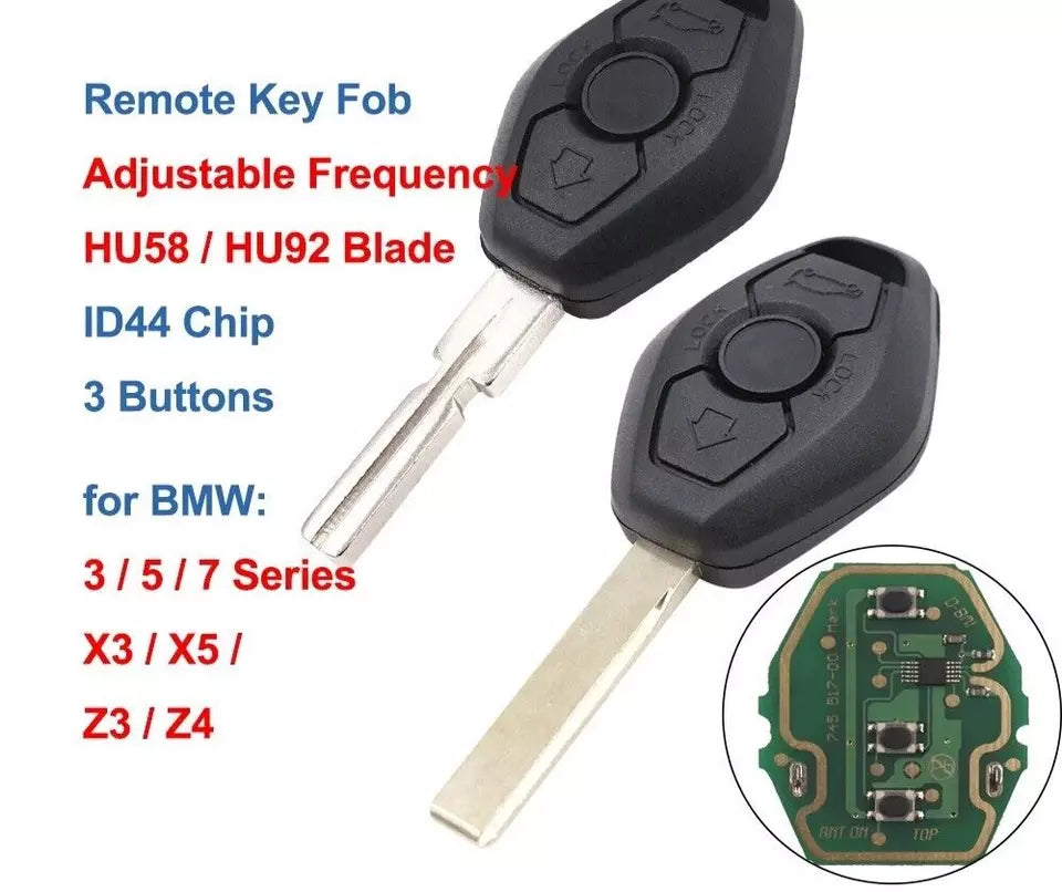 BMW ID44 Chip EWS Remote Key Fob 3 Buttons 315-433MHz