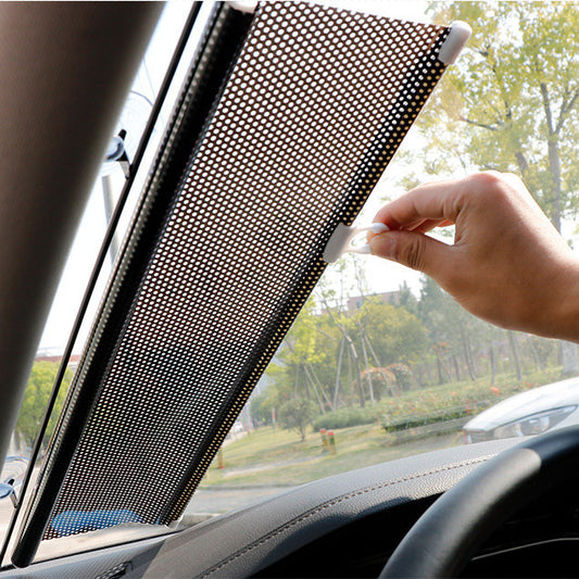 Car retractable sunshade, heat insulation curtain, window sunscreen automatic retractable shutter, sunshade