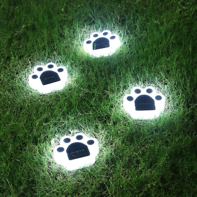 Outdoor Solar Powered Garden Cat Paw Lawn LED Lights