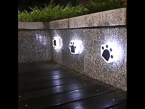 Outdoor Solar Powered Garden Cat Paw Lawn LED Lights