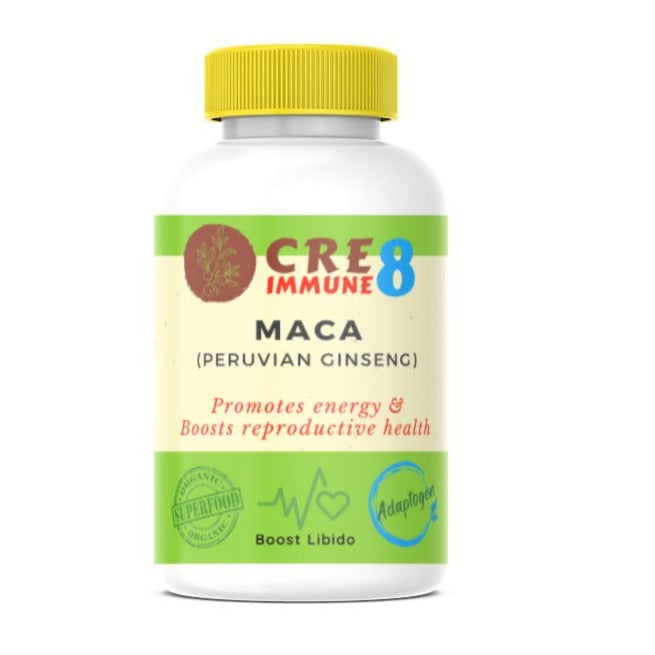 Maca 1000mg capsules, Organic Peruvian Maca Root Black, Red, Yellow - 60 Vegan Capsules, Supports Reproductive Health, Natural Energizer.