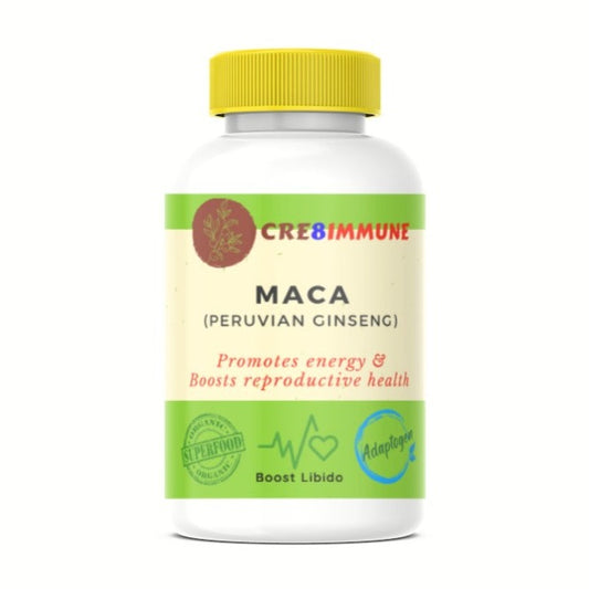 Maca 1000mg capsules, Organic Peruvian Maca Root Black, Red, Yellow - 60 Vegan Capsules, Supports Reproductive Health, Natural Energizer.